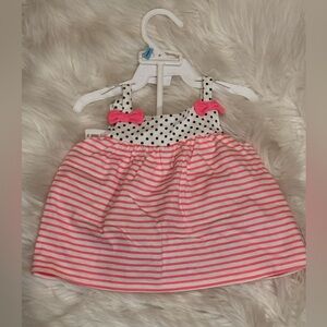 Carters Girl Pink and White Striped Baby Dress with Polka Dot Bloomer 3-6 Months